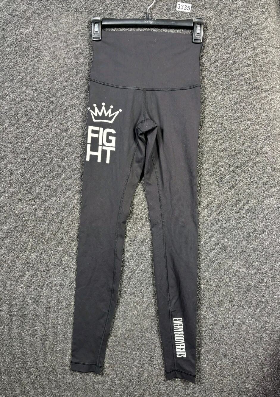 Lululemon Leggings Everybody Fights Womens Size 4 Black White Athleisure